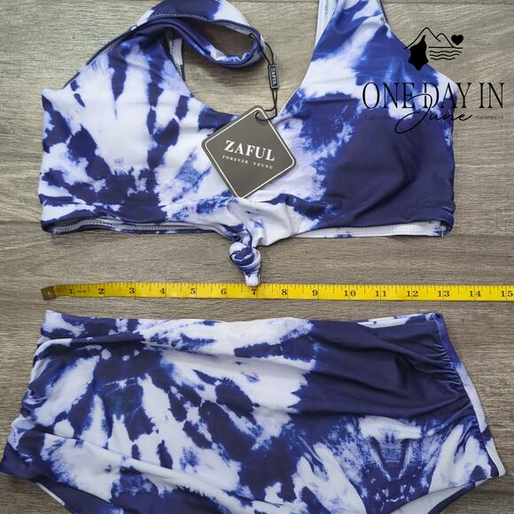 Zaful Tie Dye Knot Crop Bikini Swimsuit Size M - Picture 4 of 6